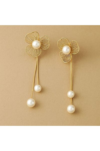 ECARLA Stainless steel earrings, 14K gold plated, with stud, Ecarla, KST3361