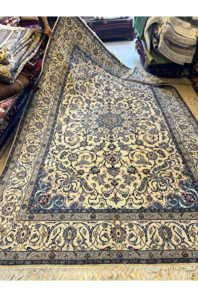 RD RAMAZAN DAĞ EL HALI SANATI El Dokuma İran Nain Halısı İpek Yün Karışımı Eb...