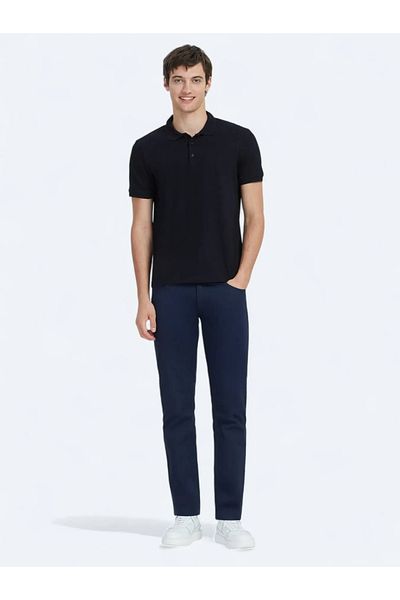 Kip Μπλουζάκι Navy Blue Plain Polo Neck 100% βαμβακερό