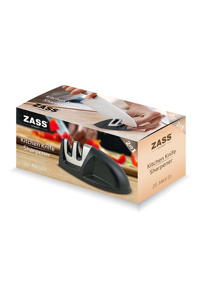 Zass Gourmet Zg-mks 01 2-stage Kitchen Knife Sharpener, Tungsten Steel/ceramic, Non-slip Base, Black