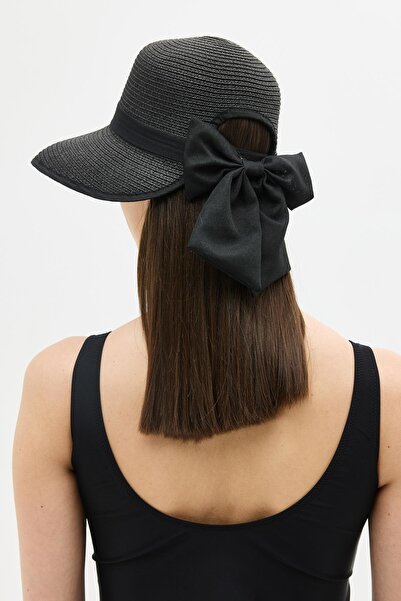C&City Straw Beach Hat with Brim Y25730-27 Black