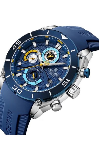 Naviforce Men’s Watch Chronograph Business Quartz Wrist Watches Waterproof Luminous Silicone Strap