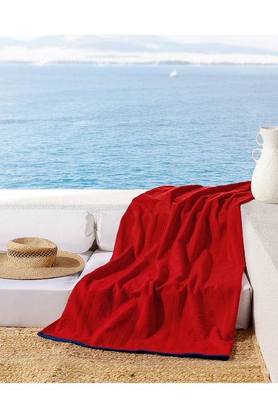 Madame Coco Tortuet 100% Cotton Beach Towel - Red - 70X150 cm