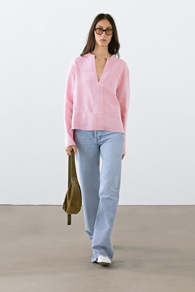 Massimo Dutti %100 keten uzun kollu gömlek