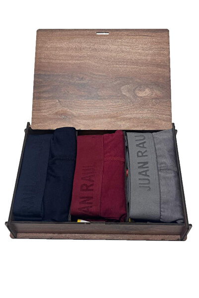 Juan Raul Özel Ahşap Kutusunda Erkek Modal Boxer Külot 3lü set