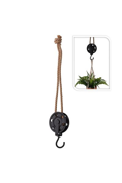 H&S collection Cârlig de agățat pentru ghivece, 56 cm, Metal/Textil, Negru – Colecția H&S