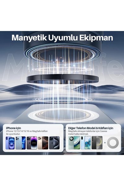 shoptekno Tüm cihazlara Uyumlu Vakumlu Manyetik 360°Dönen Taşınabilir Çok Amaçlı Araç Telefon Tutucu