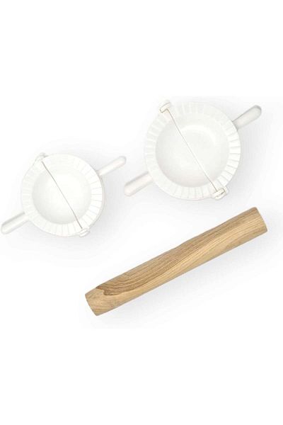 OFFERS AND SALES Set de 2 forme și sucitor pentru găluște OFERTE ȘI REDUCERI, plastic, alb, 7/8 cm