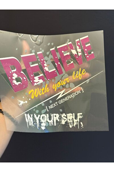 Gönülden Tasarım IMPRIMARE TRANSFER SCRITĂ BELIEVE PE FIER 21X20 CM