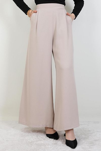 GİYZAMİLA Wide Leg Trousers Cream