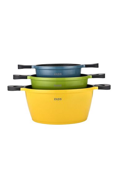 Zass Set of 3 non-stick pressure-cast aluminum pots Zass Gourmet ZG-ACS 02, Color