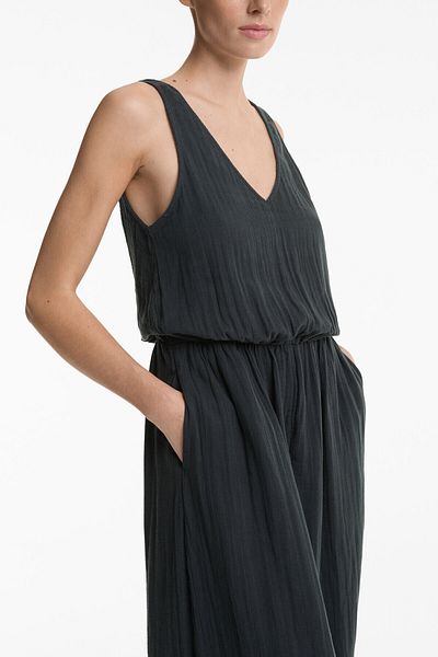 Oysho Long 100% cotton wide leg balloon jumpsuit