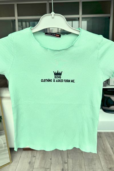 DPARİS Tricou cu nervuri imprimat pentru fete