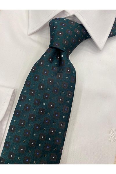 Cacharel Woven Fabric Patterned Khaki Brown Tie