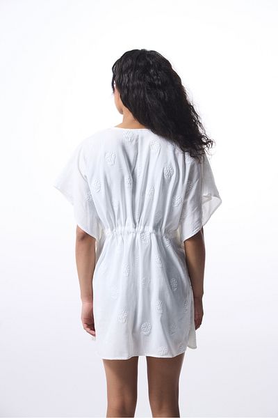 Penti Off-White Tilda Tie Detail V-Neck Mini Kaftan
