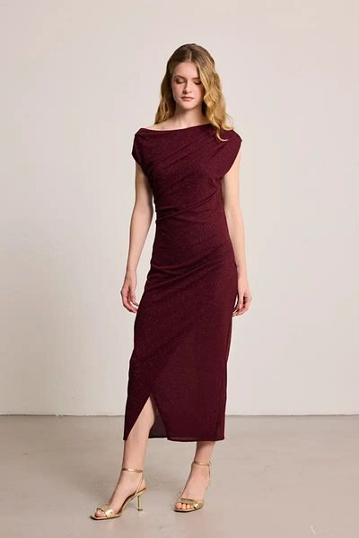 Gusto Μακρύ βραδινό φόρεμα με ασημί κορδόνι - Claret Red