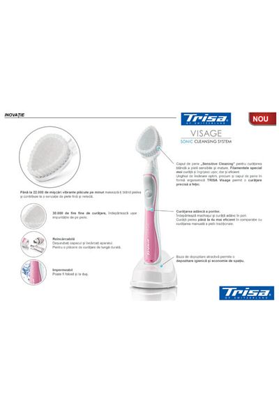 Trisa Pachet de curățare facială Sonic Visage Pure 678333+667855 Roz + Albastru
