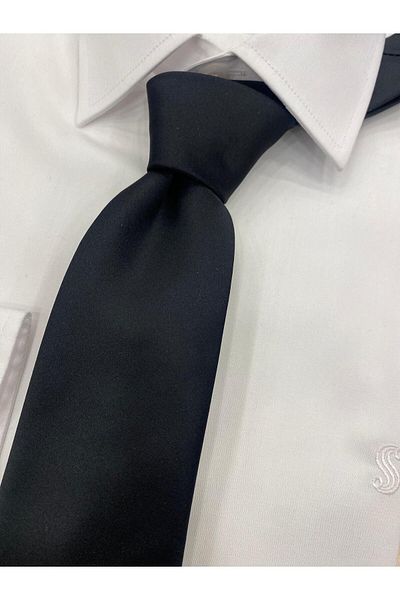 Cacharel Woven Fabric Patterned Black Tie