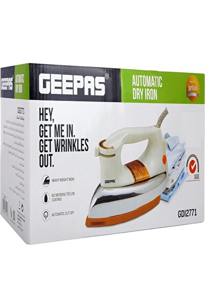 Geepas GDI23011 Iron heavy-weight design, a 60-micron Teflon coating, and an ...