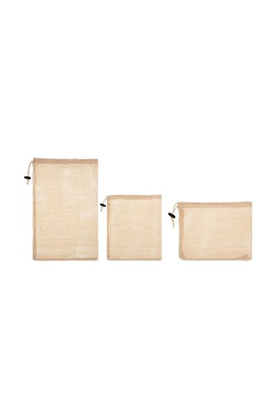 5FIVE Set of 3 vegetable bags, cotton, 20 x 28, 33 x 28, 43 x 28 cm