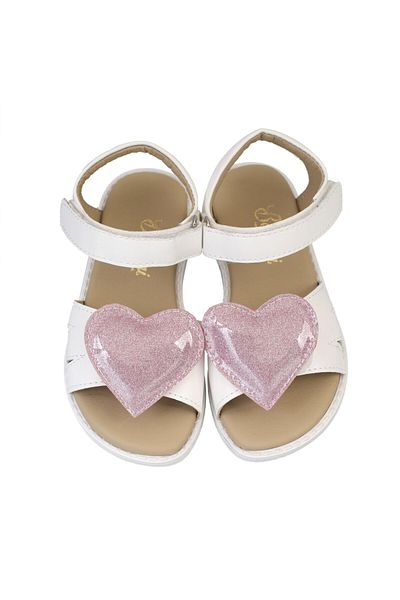 Bebbini Love-White Heart Vegan Girl's Sandals