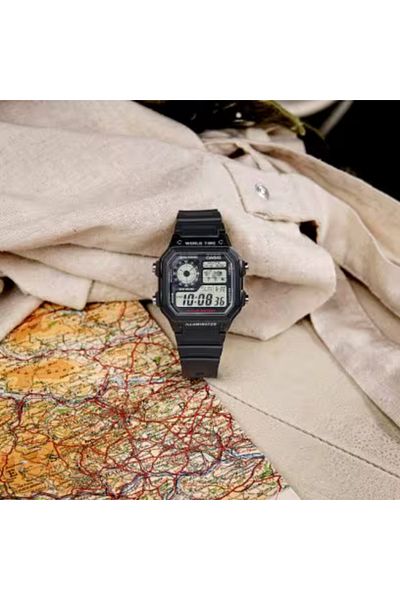 Casio ساعة كاسيو الرقمية للرجال بمينا رمادي - AE-1200WH-1A
