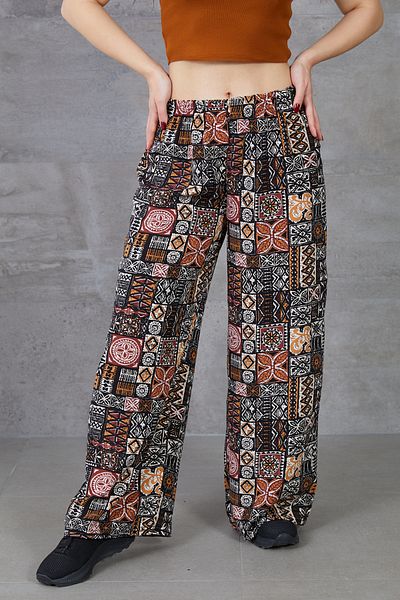 DPARİS Ethnic Pattern Wide Leg Trousers