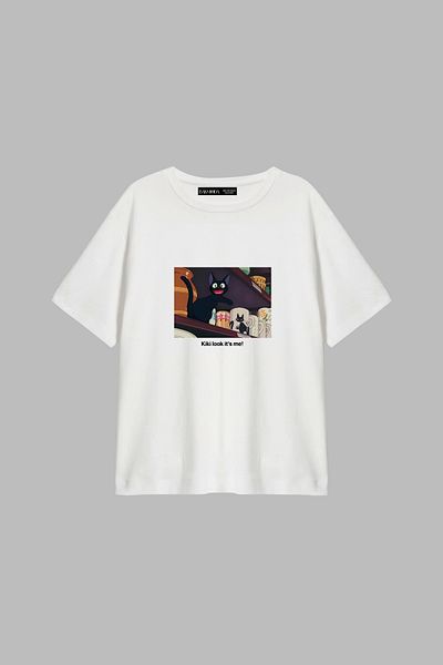 CİNEMA MODA Kiki Look İt's Me Printed Relaxed Fit White Women's Tshirt