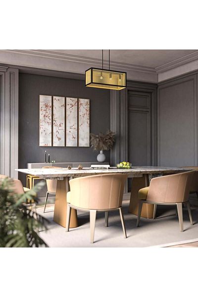Ucandle Classic black and gold rectangular ceiling chandelier