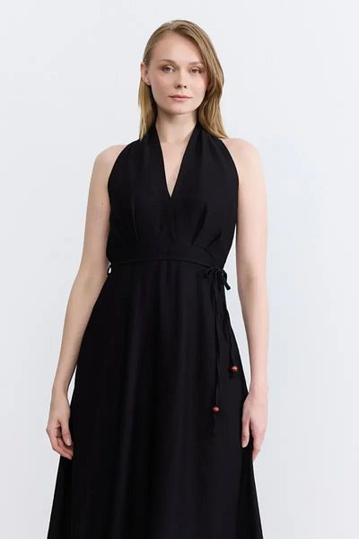 Gusto Φόρεμα Halter Neck Flared - Μαύρο