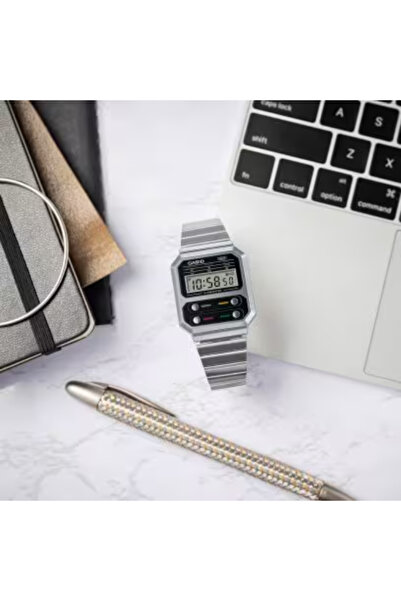 Casio CASIO Unisex Digital Grey Dial Watch - A100WE-1ADF