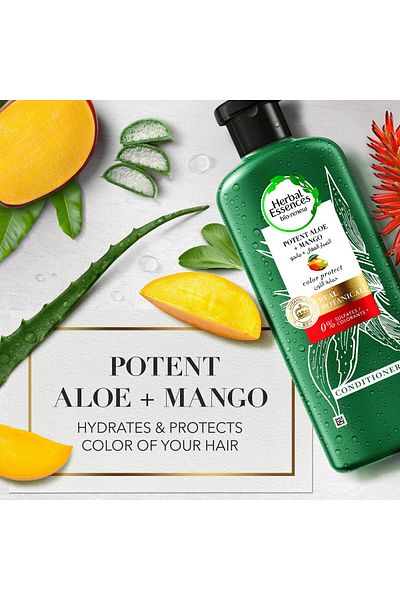 Herbal Essences Color Protect Sulfate Free Potent Aloe Vera + Mango Natural Conditioner for Dry Hair
