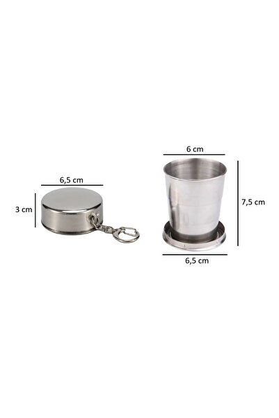 SPELT Folding Stainless Steel 150ml Mini Cup Portable with Lid Camping Travel Outdoor Keychain