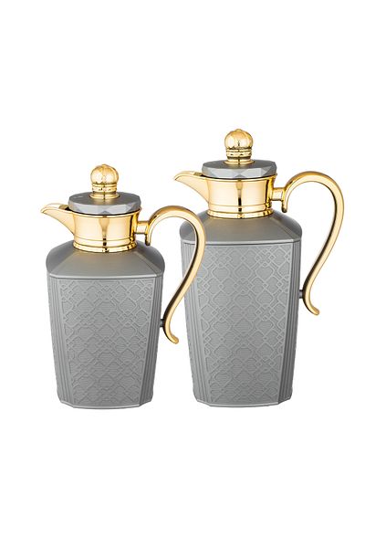 ALSAIF Saif Tina Thermos Set, Insulated for Tea and Coffee, 2 Pieces, 0.7/1.0 Liter Capacity, Matte Grey