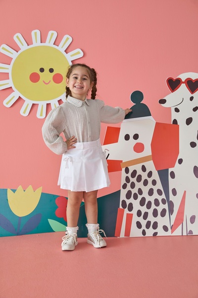 Patique Kids Λευκή τζιν βαμβακερή φούστα για κορίτσια με φερμουάρ