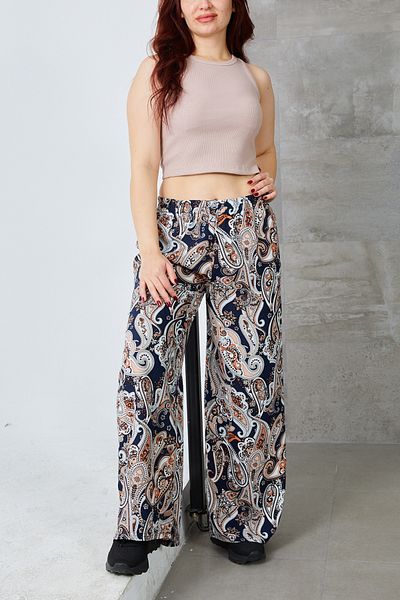 DPARİS Ethnic Pattern Wide Leg Trousers