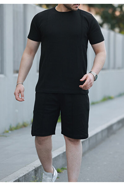 viperkombin Μπλουζάκι και σορτς 2 τεμαχίων Σετ βάφλα υφασμάτινη γραμμή με λεπτομέρεια υφασμάτινη υφή