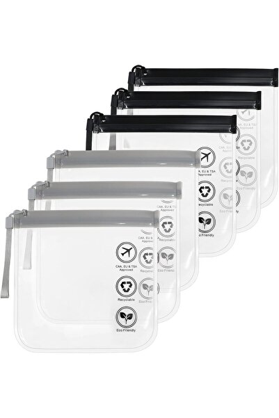 Arabest 6-Piece Clear Toiletry Bags,TSA Approved Leakproof Reusable Cosmetic ...