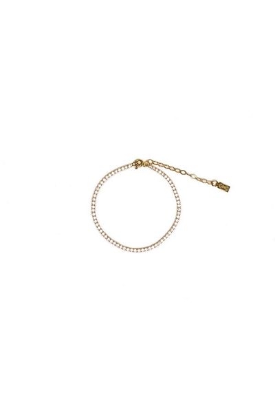 ohmygod jewelry Brățară tenis pentru femei din argint placat cu aur și cristale de zirconiu alb 2 mm