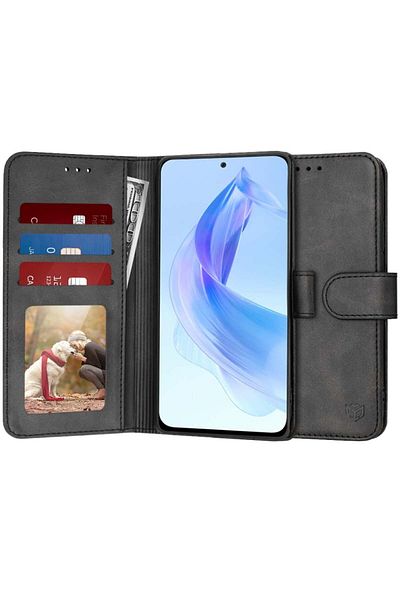 SKYDDAR INNOVATION Case for Honor 90 Lite, Diary Book, book type, with Inner Wallet, Black, sticker set
