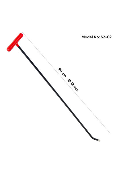Safi Grup 90 Cm 12 Mm Çap Tek Kıvrımlı Vida Uçlu Çubuk Boyasız Göçük Düzeltme Çubuğu, Pdr Çubuk