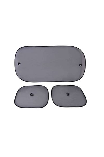 SOHO Set with 3 Car Sunshades with Suction Cup Attachment, Polyester Material, for Side Windows and Rear