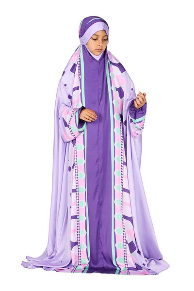 Sabr 'Divine Arches I' Kids Prayer Dress, Purple, 120cm