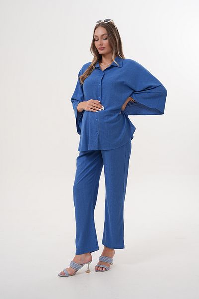 Miss Dünya Lissa Front Button Shirt Collar Bat Sleeve Maternity and Maternity Bottom-Top Set
