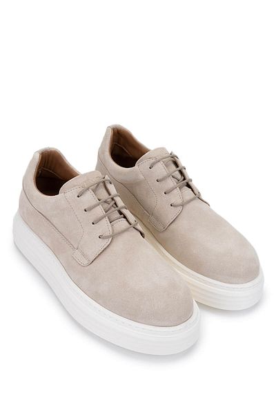 Tamer Tanca Men's Genuine Leather Beige Suede Casual Shoes