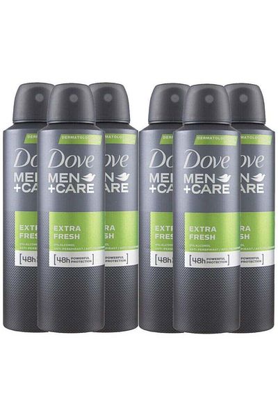 Dove Men+Care Extra Fresh Dry Antiperspirant Deodorant Spray 150ml (Pack of 6)