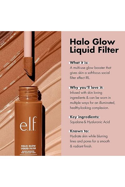 ELF e.l.f. Hello Glow Skin-Enhancing Liquid Filter for Radiant, Smooth Skin - 35 Medium, e.l.f.