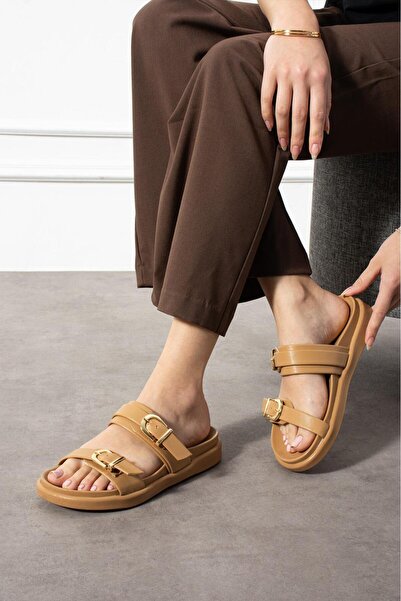 Stilbagshoes Eddie Buckle Detail Women's Slippers Nude