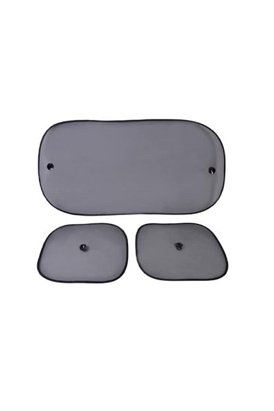 SOHO Set with 3 Car Sunshades with Suction Cup Attachment, Polyester Material, for Side Windows and Rear