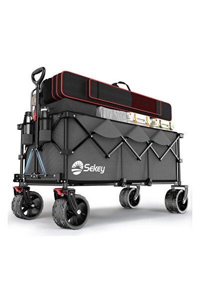 Sekey Plaj Arabası Katlanabilir 300l 200kg Taşıma Arabası Büyük El Arabası Gri